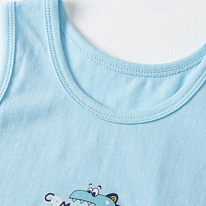 Kids Boys Tank Tee Cartoon Sleeveless Children Top Going out Cool Basic Summer White 4 years+2