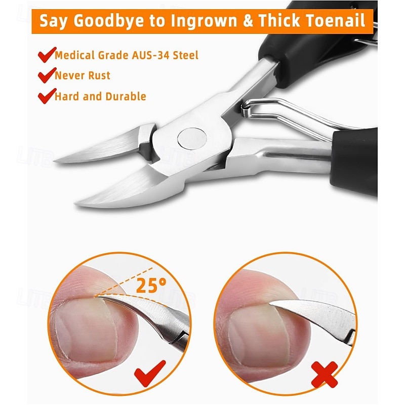 9pcs/set Toenail Clippers Set for Seniors with Thick Nails, Heavy Duty Ingrown Toenail Tools Kit, Large Nail Nippers with Long Handle, Stainless Steel Pedicure Kit for Home Use3