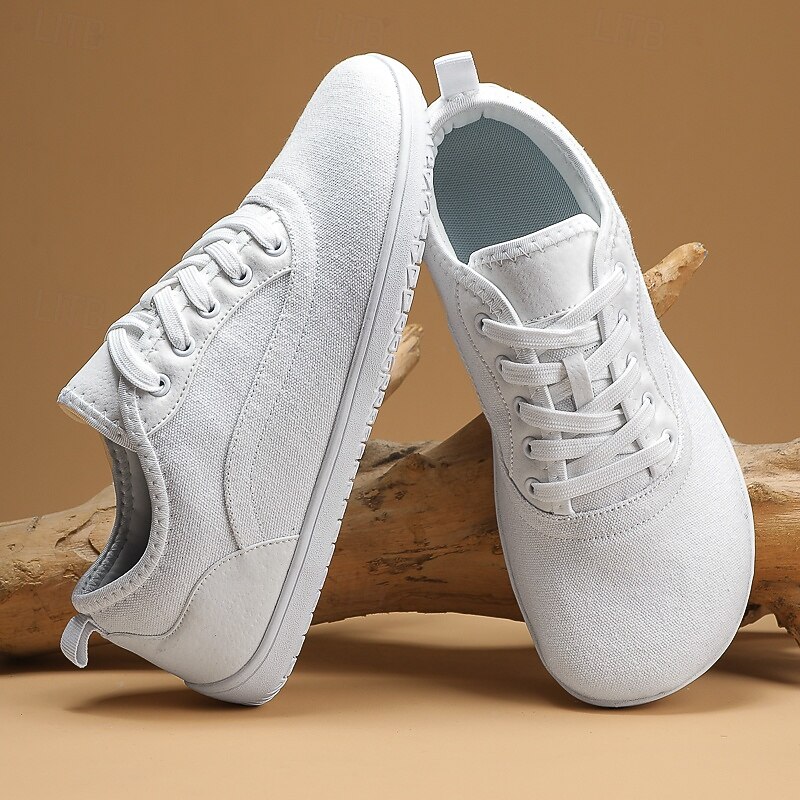 Men's All-White Canvas Casual Sneakers – Minimalist Everyday Shoes for Commuting, College and Casual Fridays2