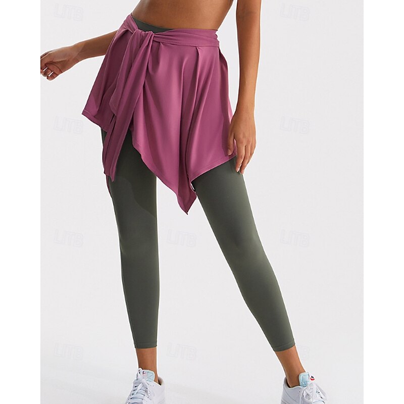 Women's Yoga Skirt Asymetric Hem Fitness Pants Solid Color Black Blue Light Purple Sports Activewear Micro-elastic3