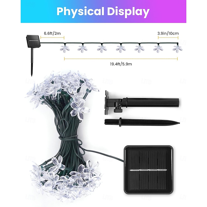 1 Pc Outdoor Solar Cherry Blossom Light String Camping Tent Courtyard Garden Tree Fence Decorative Light Wedding Festival Indoor And Outdoor Decorative Light String3