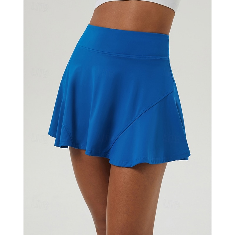 Women's Solid Colored Tennis Skirts with Shorts Ruched Pocket Breathable Tennis Golf Pickleball Black Ivory Pink Tennis Clothing