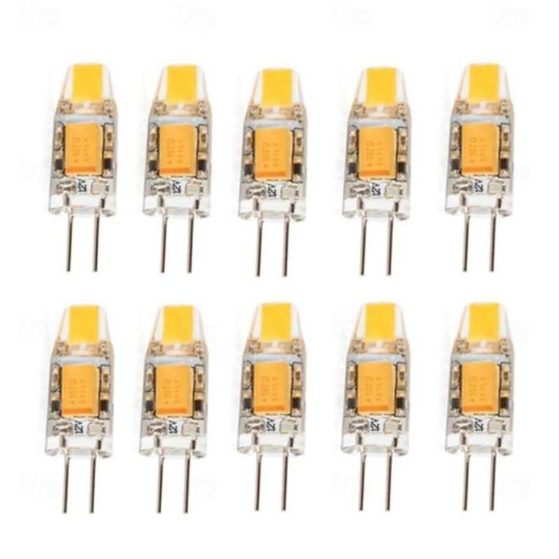 G4 LED Bulbs 2W T3 JC G4 Bi-pin Base LED Bulb AC/DC 12V 15W G4 Halogen Bulb Replacement 0705 COB Light White Warm White 10pcs