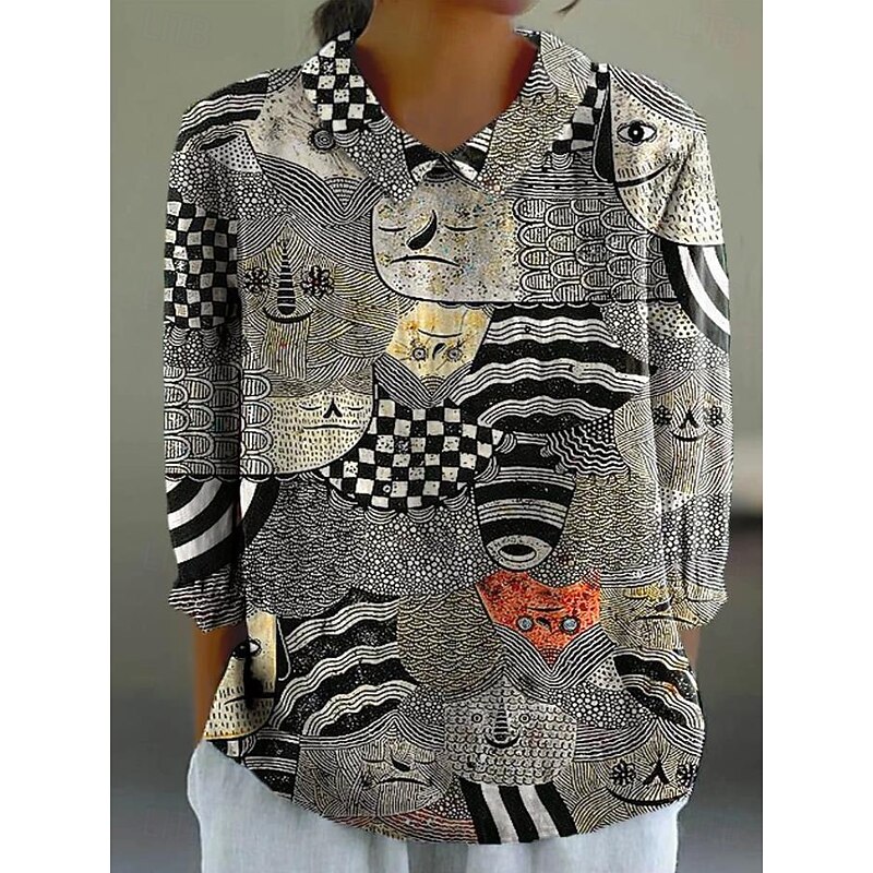 Women's Blouse Long Sleeve Peter Pan Collar Casual Floral Graphic Vintage Tropical Daily Collar Regular Tops Daily Buttons Print Black Light Green Blue Purple Green Summer Spring4