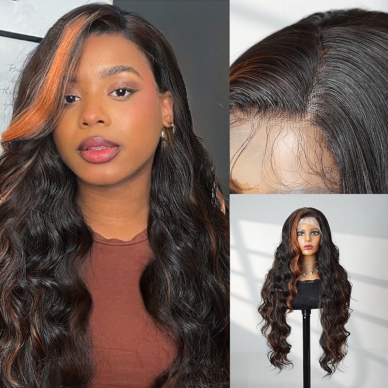 Synthetic Lace Wig Body Wave Style 30 inch Multi-color Middle Part 13x4 Lace Front Wig Women's Wig A1