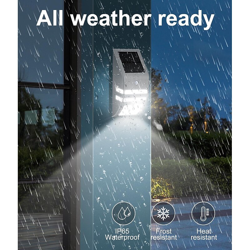 1 Pc Outdoor Wall Lights Waterproof Solar Stainless Steel Wall Light Intelligent Human Sensing Staircase Balcony Fence Lighting3