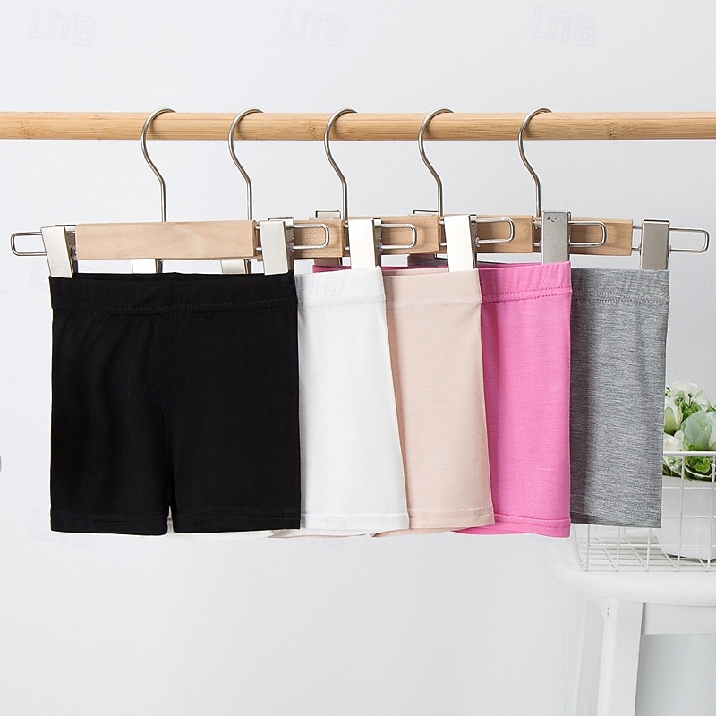 Kids Girls' Leggings Solid Color Daily School 4-12 Years Summer Black White Pink2