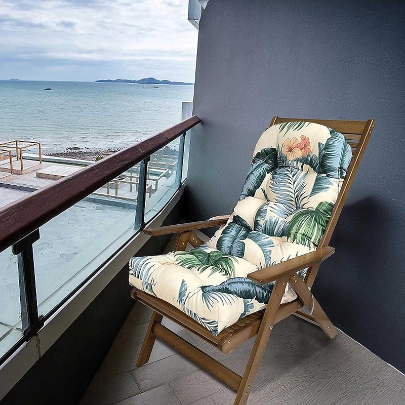 Waterproof  Outdoor Patio Chair Cushions And Pads Non Slip High Backed Chair Pads Lounger Cushion High Backed Cushion Garden High Back Chair Cushion Patio Lawn Chaise Recliner4