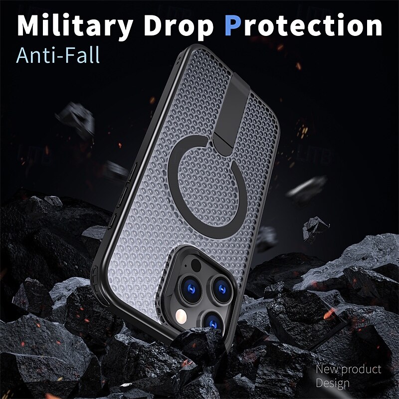 Phone Case For iPhone 17 Pro Max 17 Air 16 15 14 Pro Max Plus 16e 13 12 11 Pro Max Back Cover Magnetic Adsorption with Stand Holder Support Wireless Charging Kickstand Geometric Pattern TPU Acrylic3