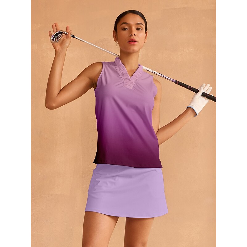 Women's Golf Polo Shirt Purple Sleeveless Top Ladies Golf Attire Clothes Outfits Wear Apparel