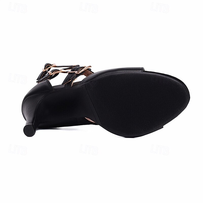 Women's White Stiletto Heel Sandals with Cutout Design and Buckle Straps, Elegant Peep Toe High Heels for Parties, Evening Events, and Chic Night Out Looks3