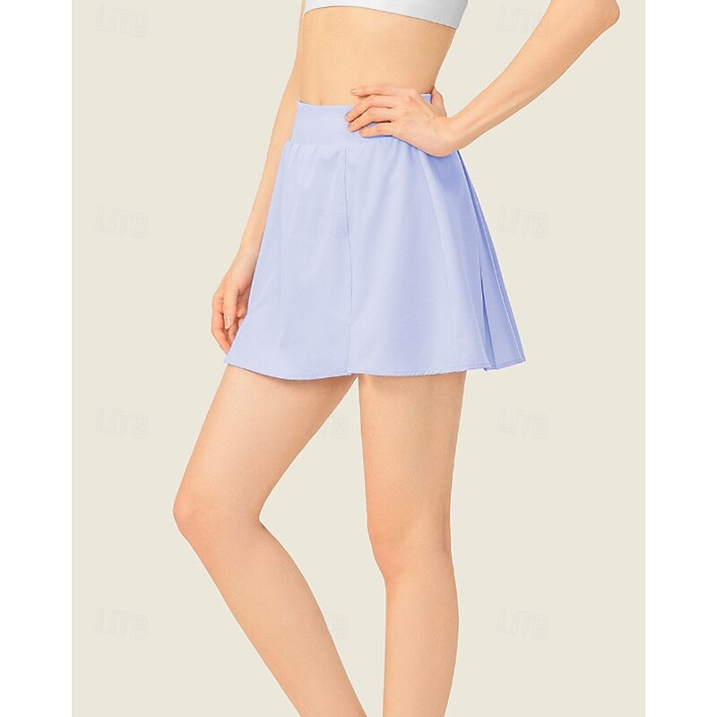 Women's Solid Colored Tennis Skirts with Shorts Pleated Split Quick Dry Breathable Tennis Golf Pickleball Black White Blue Tennis Clothing3