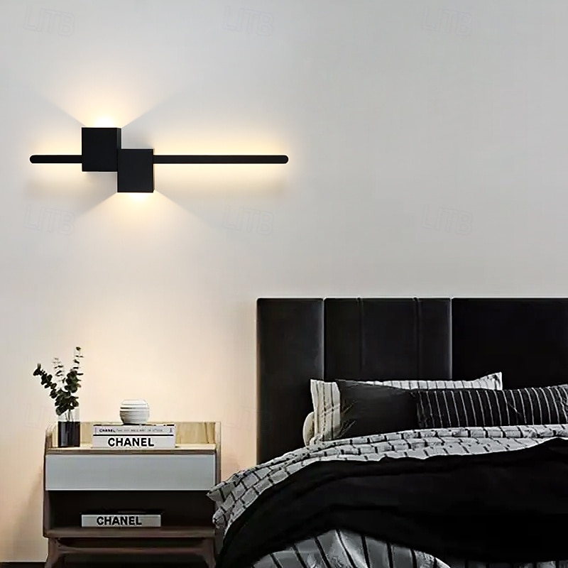 LED Wall Sconce Up and Down Light 10W Modern Aluminum Background Lamp 40/60/80/100/120cm Warm White Indoor Lighting Black 110-240V 1PCS3