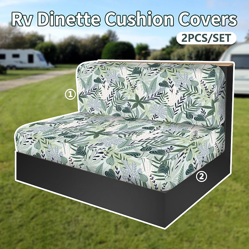 Rv Dinette Cushion Covers Printed Milk Silk All-Season Stretch RV Cushion Cover - Camping Van Seat and Sofa Slipcover for Comfortable and Durable Protection2