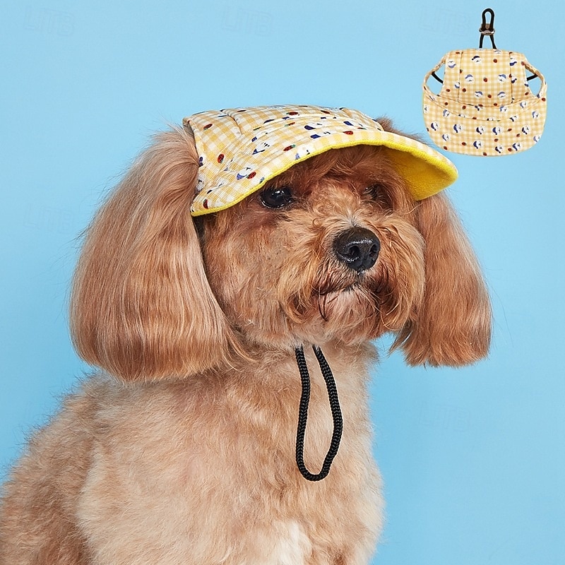 Dog Baseball Cap Dog Cat Summer Beach Visor Hat with Ear Holes Adjustable Puppy Sunbonnet Headdress2