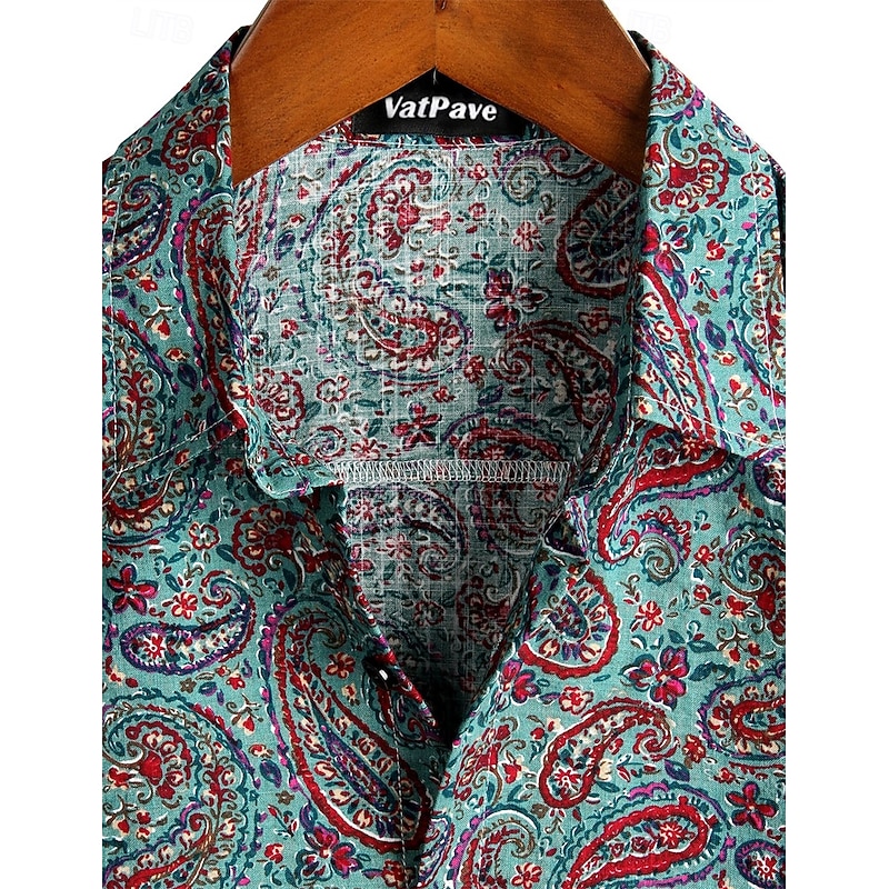 Retro Vintage Boho 1970s Shirt Hawaiian Shirts Hippie Paisley Fancy Dress Men's Halloween Carnival Music Festival Beach Vacation Wear Retro Theme Party Adults' Shirt3