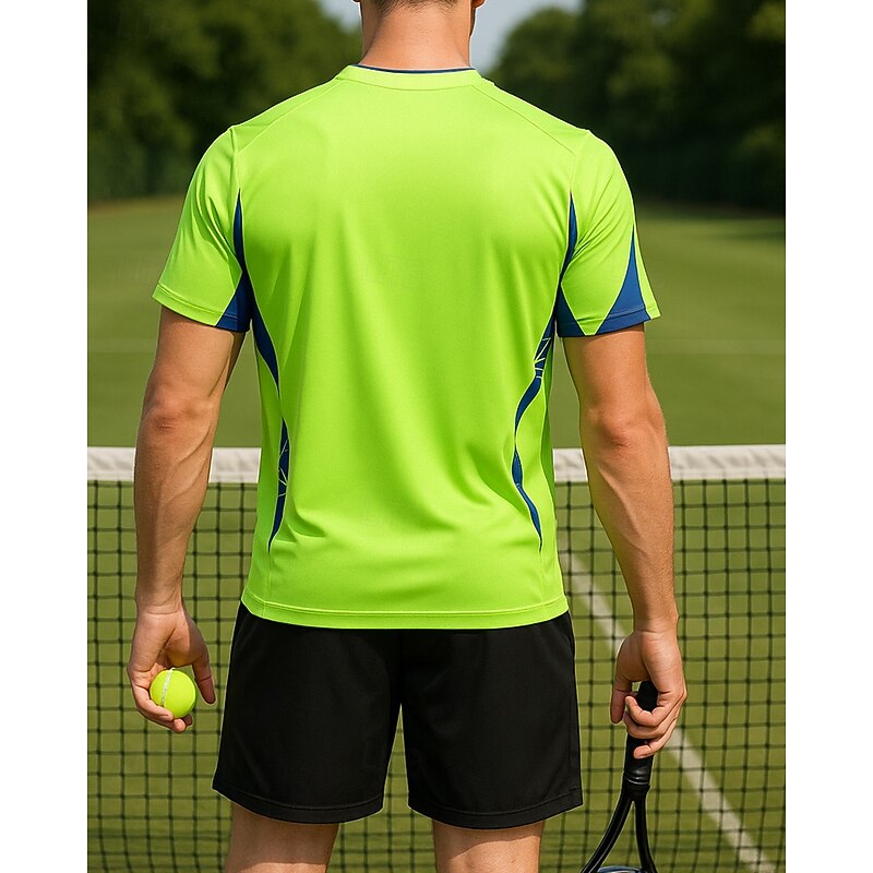 Men's Geometric Sports Set Tennis Set Two-piece Suit Short Sleeves Printing Sweat-Wicking Moisture Wicking Breathable Tennis Golf Pickleball V Neck Blue Green Tennis Clothing2