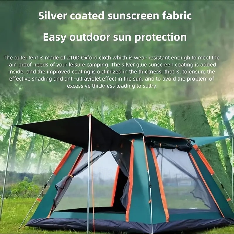 Automatic Pop-up Camping Tent-waterproof Portable and Collapsible for Outdoor Adventures Beaches or Parks Secure Zipper Tent2
