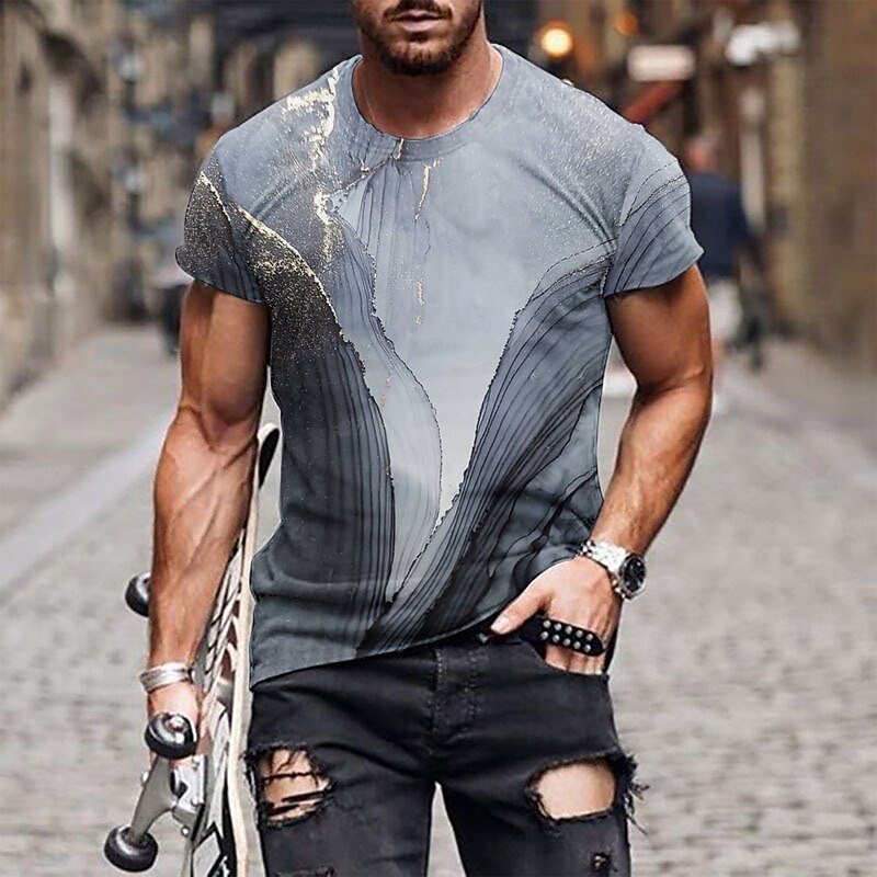 Men's Tee Short Sleeve Shirt Tee Top Short Sleeve Crewneck Spring &  Fall Pattern Fashion Designer Print Vacation Street Going out Wine Black Blue Top Tee for Men3