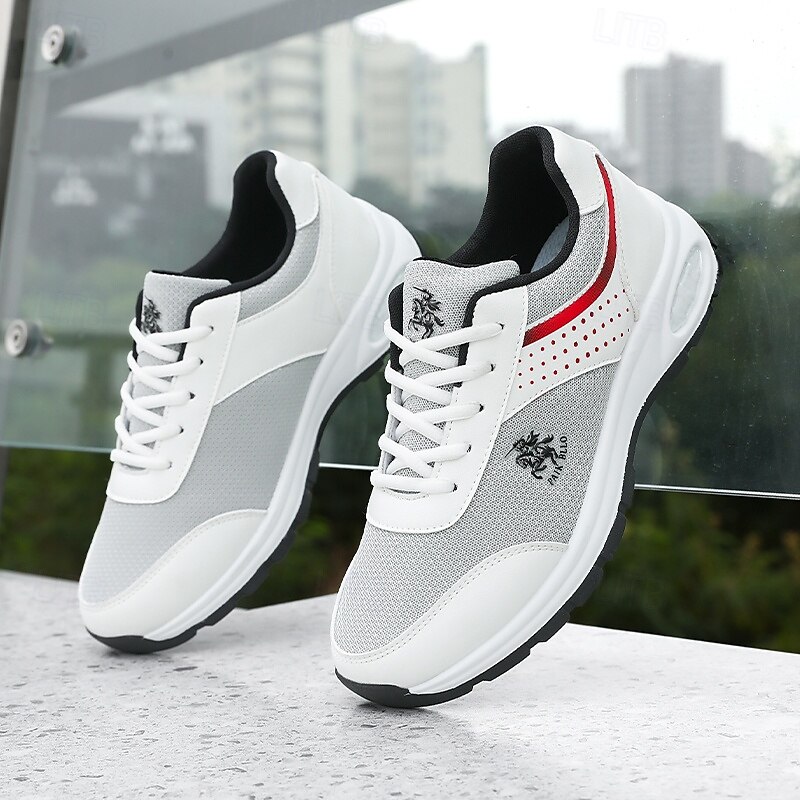 Men's White and Grey Running Sneakers with Breathable Upper and Air Cushion - Sporty, Comfortable, Perfect for Running, Gym and Outdoor Activities2