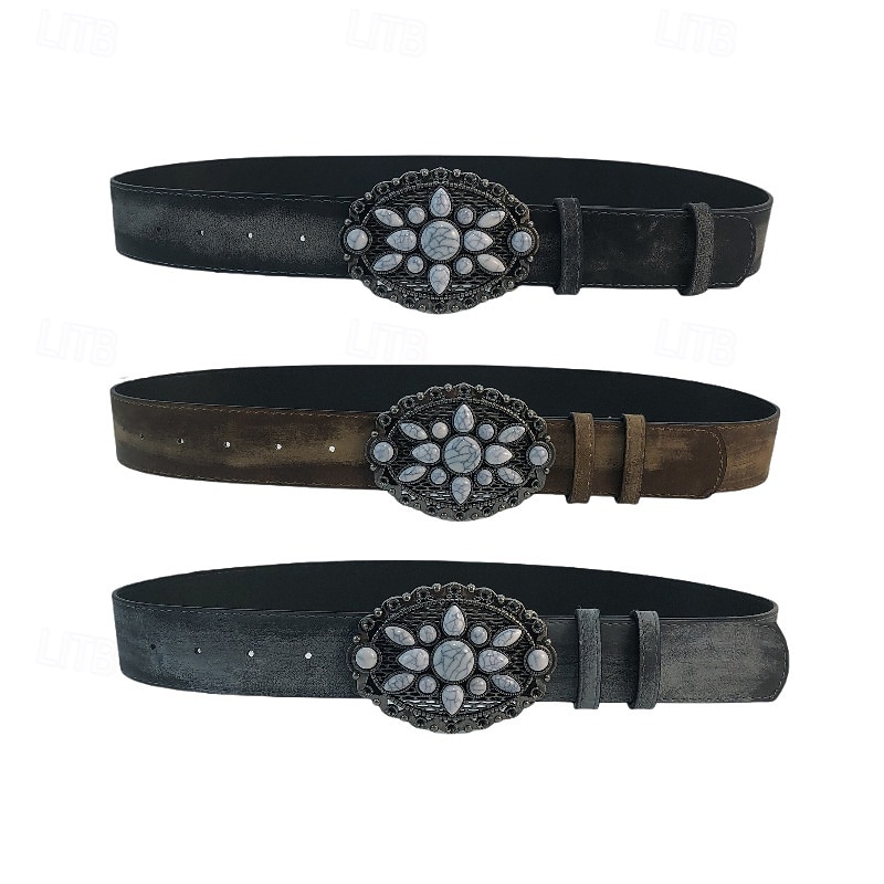 Women's Belt PU Brown Dark Gray Gray Waist Belt Outdoor Street Color Block