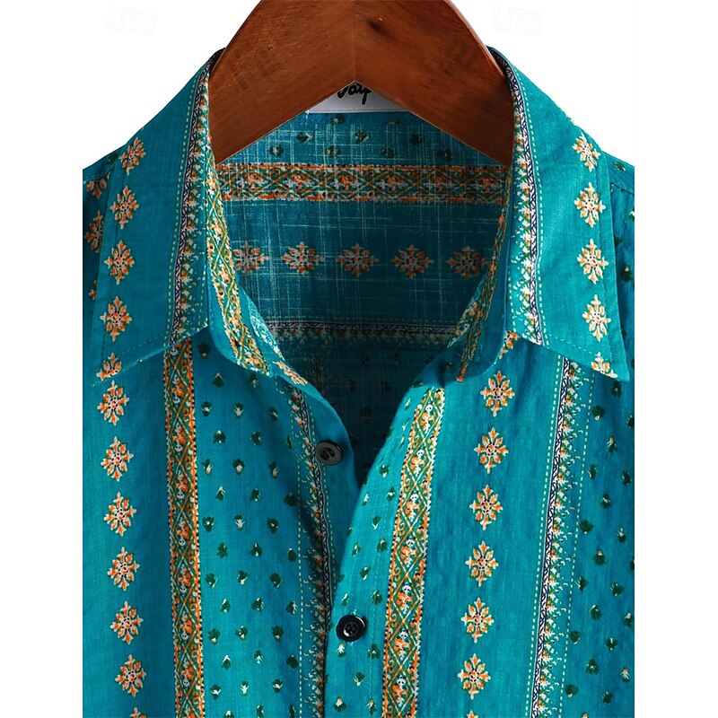 Retro Vintage Boho 1970s Shirt Hawaiian Shirts Hippie Stripe Fancy Dress Men's Halloween Carnival Music Festival Beach Vacation Wear Retro Theme Party Adults' Shirt3