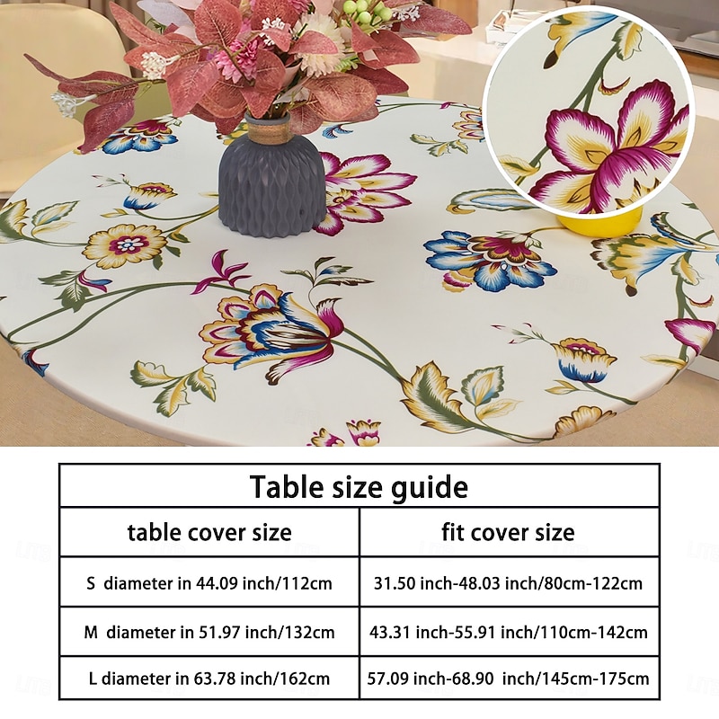 Tablecloth Covers For The Home Deluxe Elastic Edged Flannel Backed Vinyl Fitted Table Cover Pattern Large Round Oblong Oval2