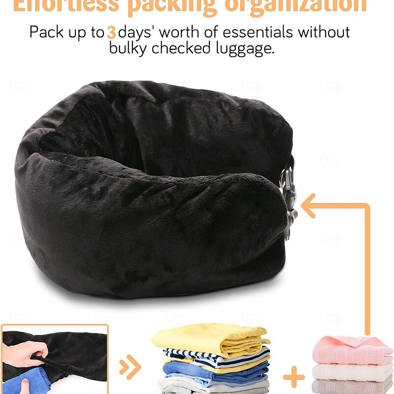 1pc Ultimate Comfort Travel Pillow - Soft Plush Filling U-Shaped Design, Multi-Functional, Can Be Filled with Clothes, Luggage Pillowcase, Compact, Portable, Perfect for Travelers and Backpackers2