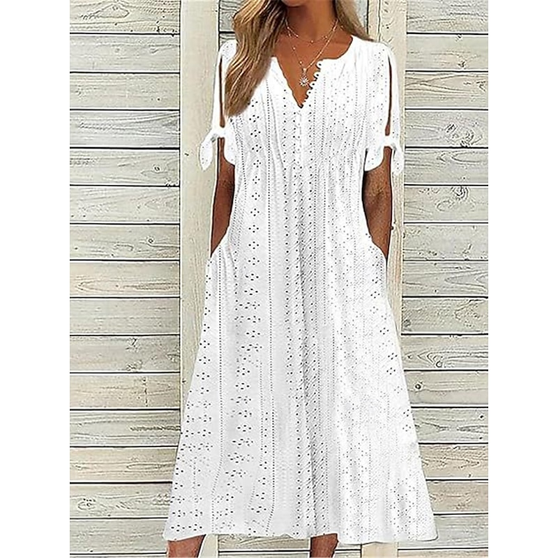 Women's Maxi Dress A Line Dress Summer Dress Casual Daily Regular Fit Graphic Short Sleeve V Neck Black White Navy Blue Purple Summer