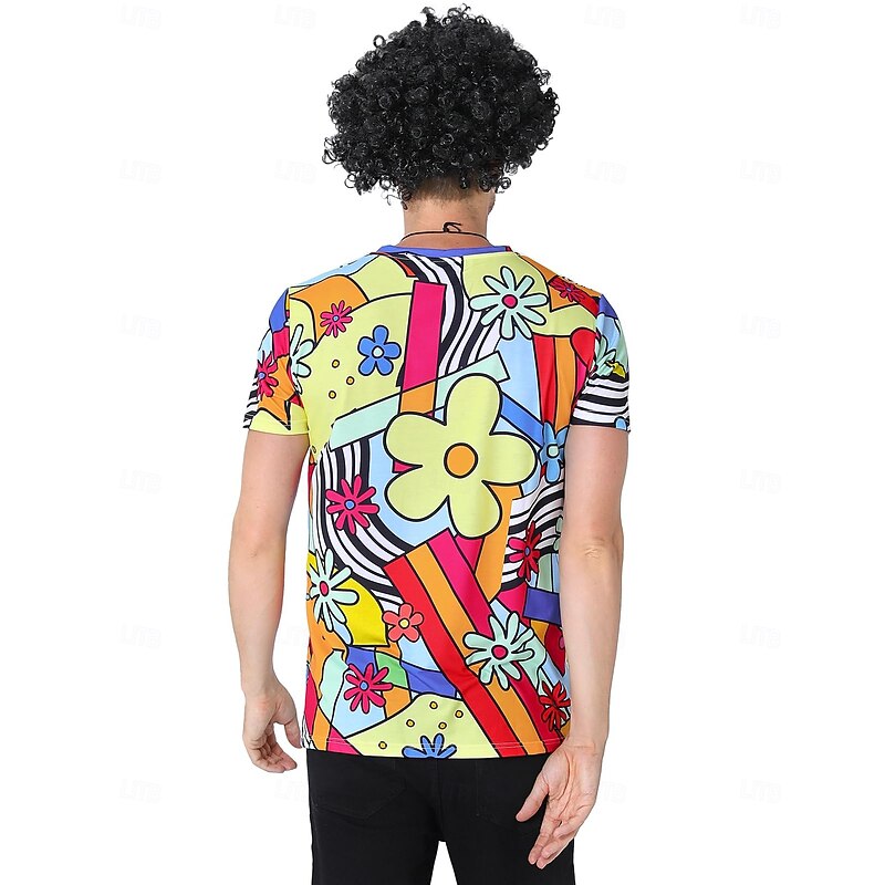 Hippie Cosplay Costume T-shirt Rainbow Graphic For Men's Adults' Halloween Carnival 3D Print Street Festival2