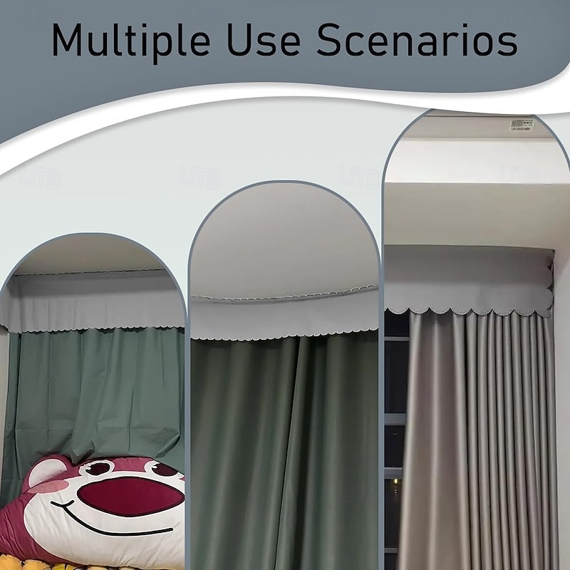 Top of Curtain Light Blocker, Light Blocking Curtains Toppers Velcro Portable Blackout for Window, Easy to Cut and Install Without Turning Holes4