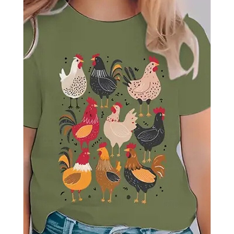 Girls' 3D Animal Chick T shirt Tee Short Sleeve Summer Spring Fashion Basic Kids 4-12 Years Crew Neck Outdoor Casual Daily Regular Fit2