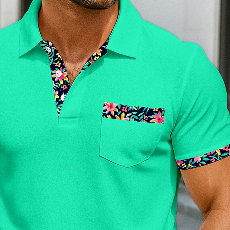 Men's Polo Shirts Golf Shirt Casual Sports Classic Short Sleeve Fashion Cool Color Block Buttons Summer Spring &  Fall Regular Fit Orange Green Light Blue Polo Shirts2