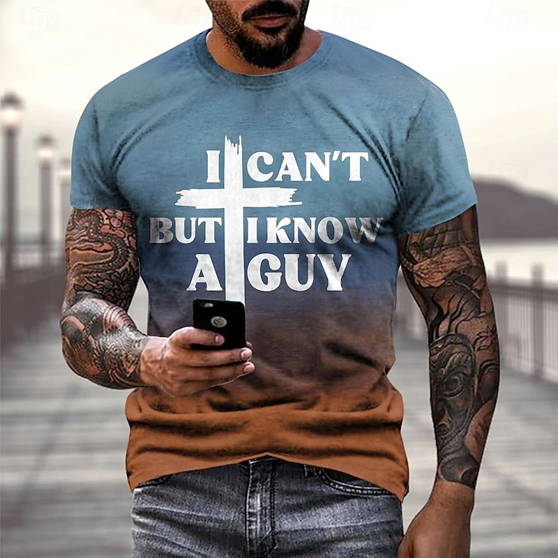 Men's Funny Slang T Shirt Short Sleeve T shirt 3D Print Crew Neck Shirt Fashion Daily Basic Street Casual Daily Blue Summer Spring Clothing Apparel S M L XL XXL XXXL