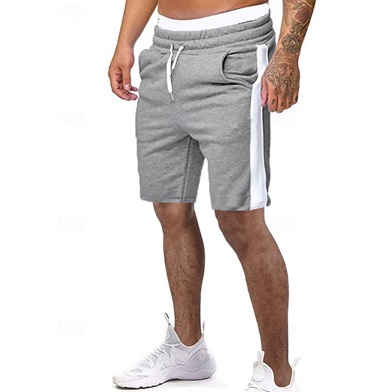 Men's Sweat Shorts Shorts Bermuda shorts Pocket Drawstring Side Stripe Plain Comfort Sports Short Outdoor Casual Daily Streetwear Athleisure Black White Micro-elastic