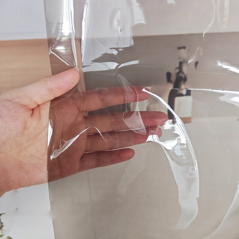 PEVA Shower Curtain Liner, 180x200cm 70"x79" Waterproof Transparent Black Shower Liner, Lightweight Plastic Shower Curtain Liners for Bathroom 12 Grommet Holes3