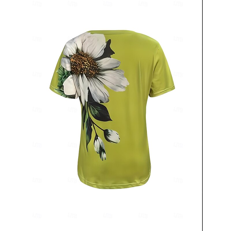 Women's T Shirt Floral Graphic Plants Vintage Stylish Classic Short Sleeve Crew Neck Round Neck Regular Tops Daily Weekend Print Black Blue Purple Green Gray Summer Spring3