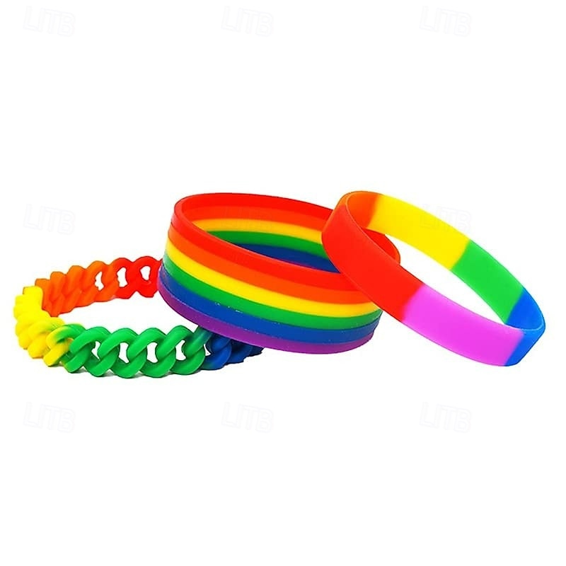 Pride Month Rainbow Bracelet with Layered and Widened Wristband2