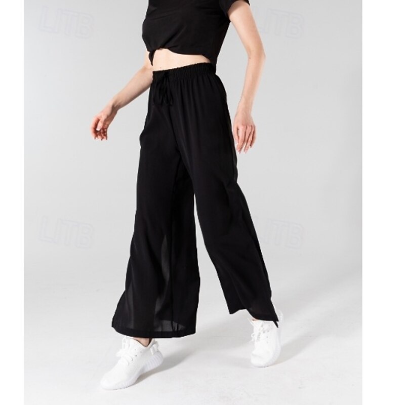 Women's Asian Size Chinos Baggy Pants Lightweight Casual Full Length High RisePantsValentine's Day Solid Colored Drawstring Split Breathable Quick Dry Lightweight Micro-elastic Daily Wear Light Grape3