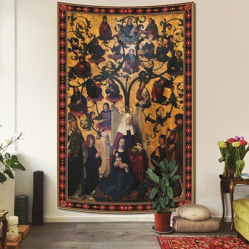 Medieval Tapestry Middle Age Tapestry Religious Art Large Mural Decor Photograph Backdrop Home Bedroom Living Room Decoration2