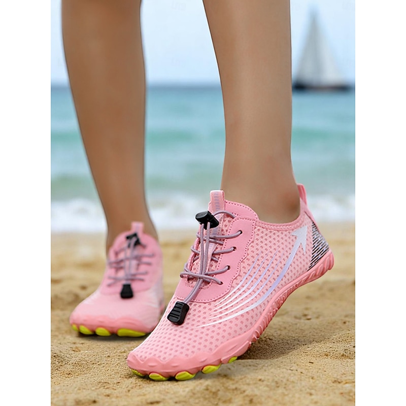 Women's Pink Quick-Dry Water Shoes – Breathable Mesh Aqua Sneakers for Beach, Boating & Swim Sports