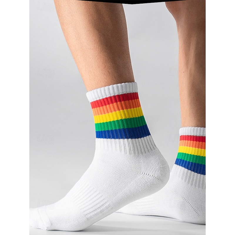 Men's Rainbow Pride Socks - Colorful LGBT Festival Accessory for Everyday Wear, Sports and Pride Events2