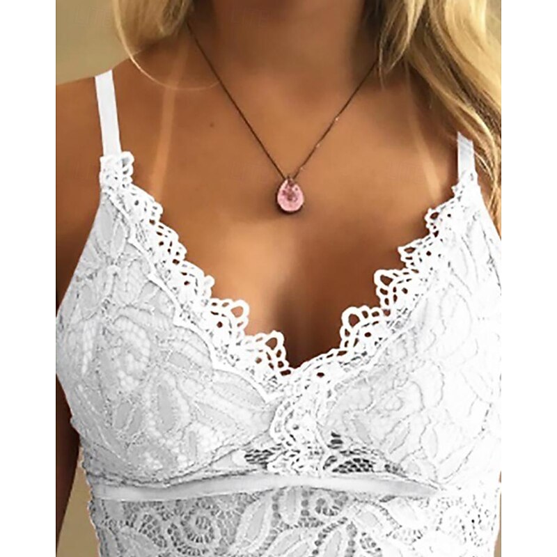 Women's Blouse Lace Tops Plain Modern Casual Sleeveless Strap Crop Tops Daily Going out Lace Backless White Yellow Pink Blue Green Summer2