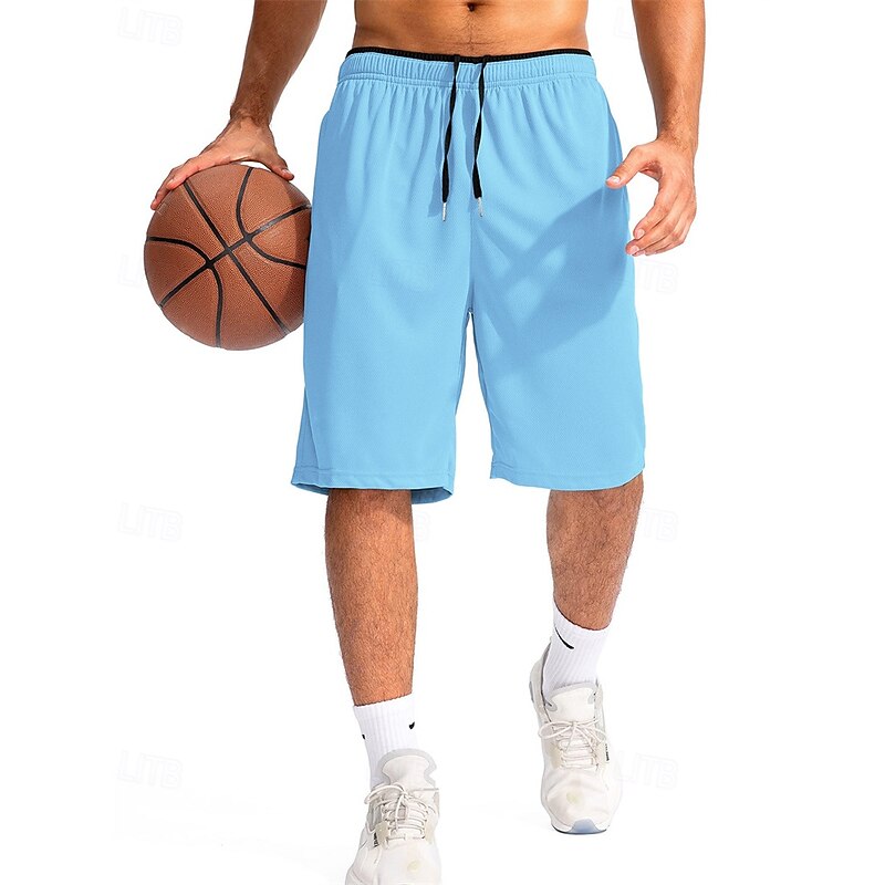Men's Basketball Shorts Casual Shorts Mesh Shorts Athletic Short Pocket Drawstring Elastic Waist Plain Comfort Breathable Short Outdoor Vacation Sport Casual Black White2