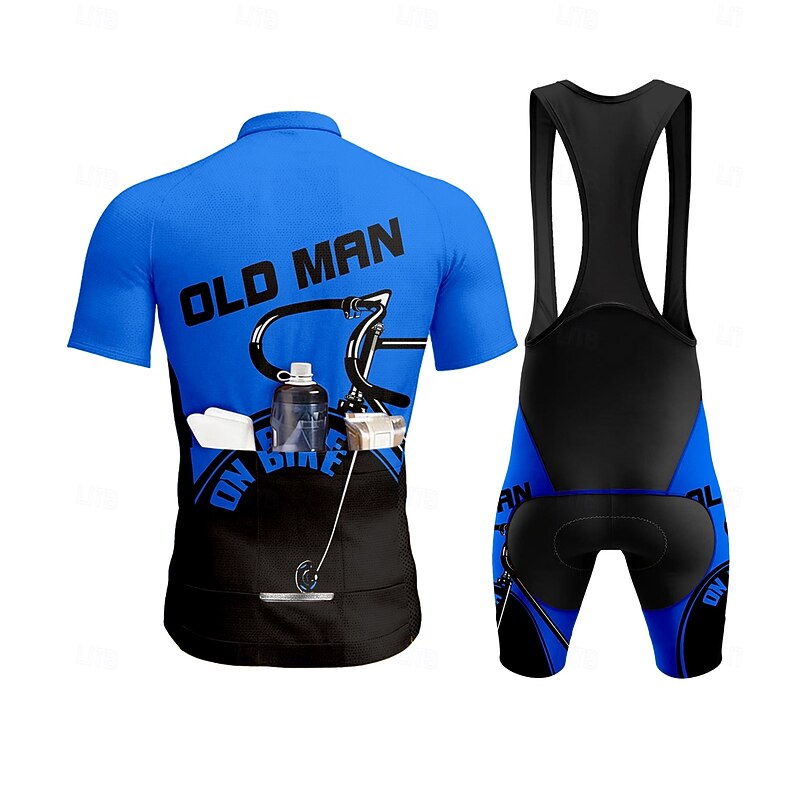 Men's Cycling Jersey with Bib Shorts Short Sleeve Yellow Red Royal Blue Bike Clothing Suit 3D Pad Breathable Quick Dry Back Pocket Polyester Spandex Lycra Sports Graphic Geometric Clothing Apparel2