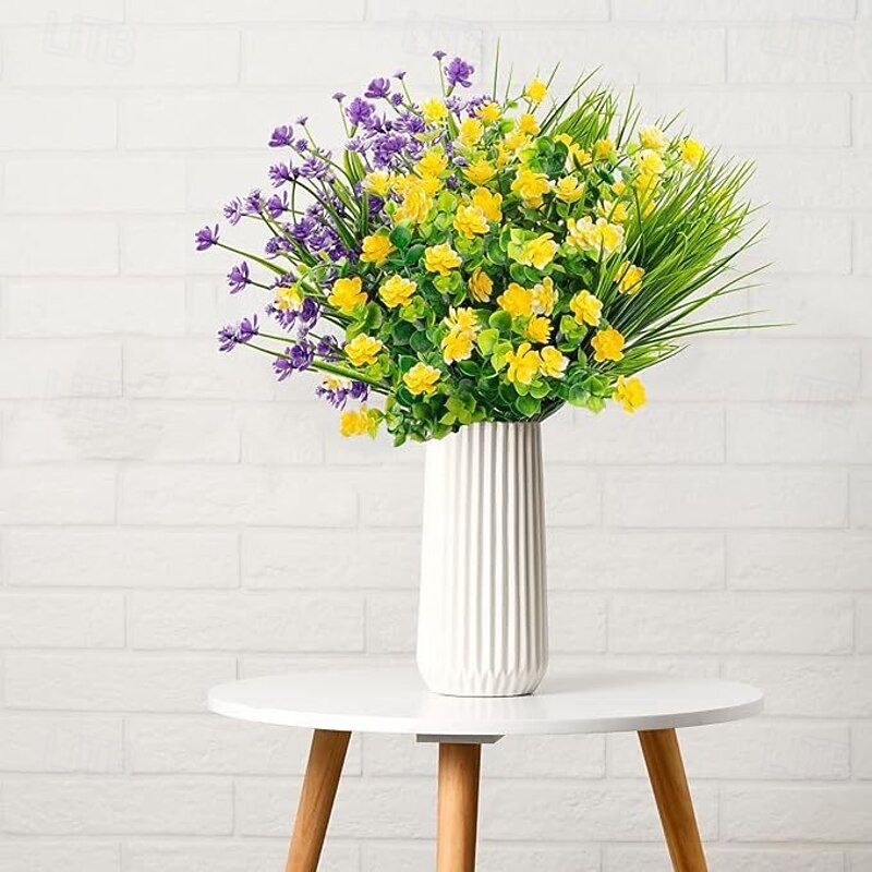 9 Bundles Artificial Flowers for Outdoors, UV Resistant Faux Plants for Hanging Basket, Window Box, Wedding, Indoor Outdoor Decoration, No Fade Fake Flowers for Patio Porch Garden4