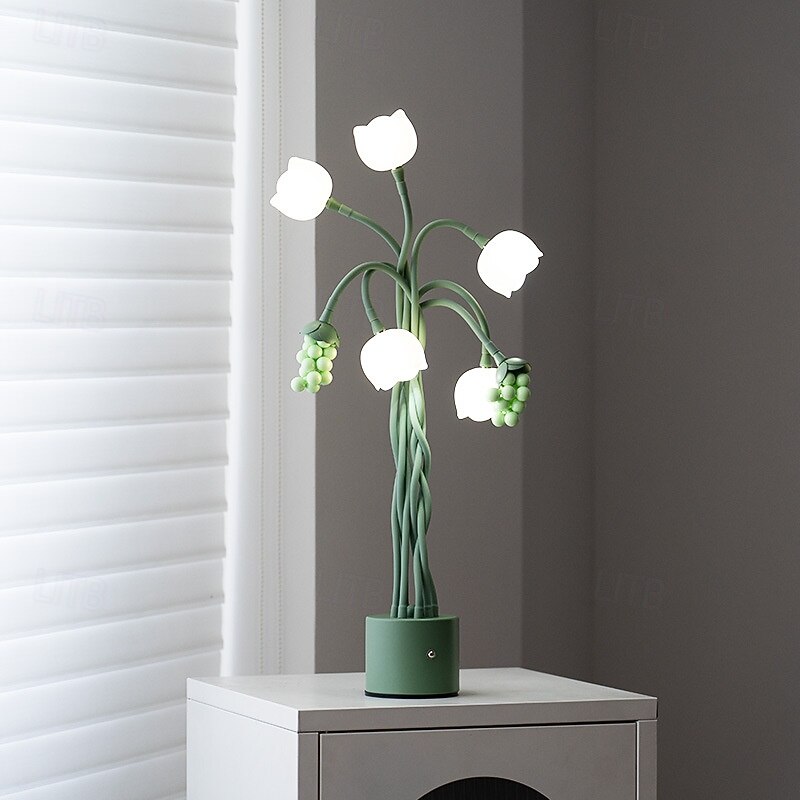 LED Flower Table Lamp Valentine's Day Desk Lamp Wedding Birthday Party Home Bedroom Night Light USB Powered Removable Valentine's Day