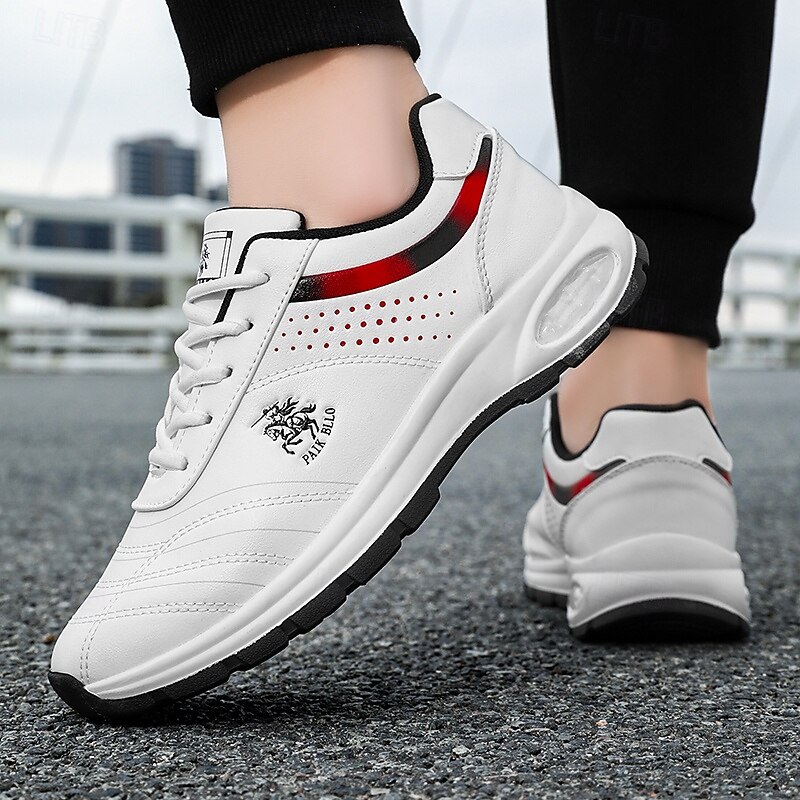 Men's White Athletic Sneakers with Red Accents and Logo Detailing - Sleek, Durable, Perfect for Sports, Gym Workouts and Casual Wear4
