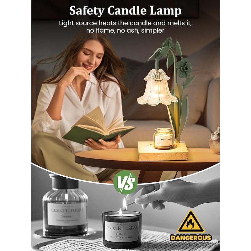 Flower Candle Warmer With Timer Dimmable Candle Warmer Adjustable Height Candle Warmer Suitable For All Jar Candles Bedroom Living Room Home Decoration Aesthetic Christmas Birthday Gift For Women4