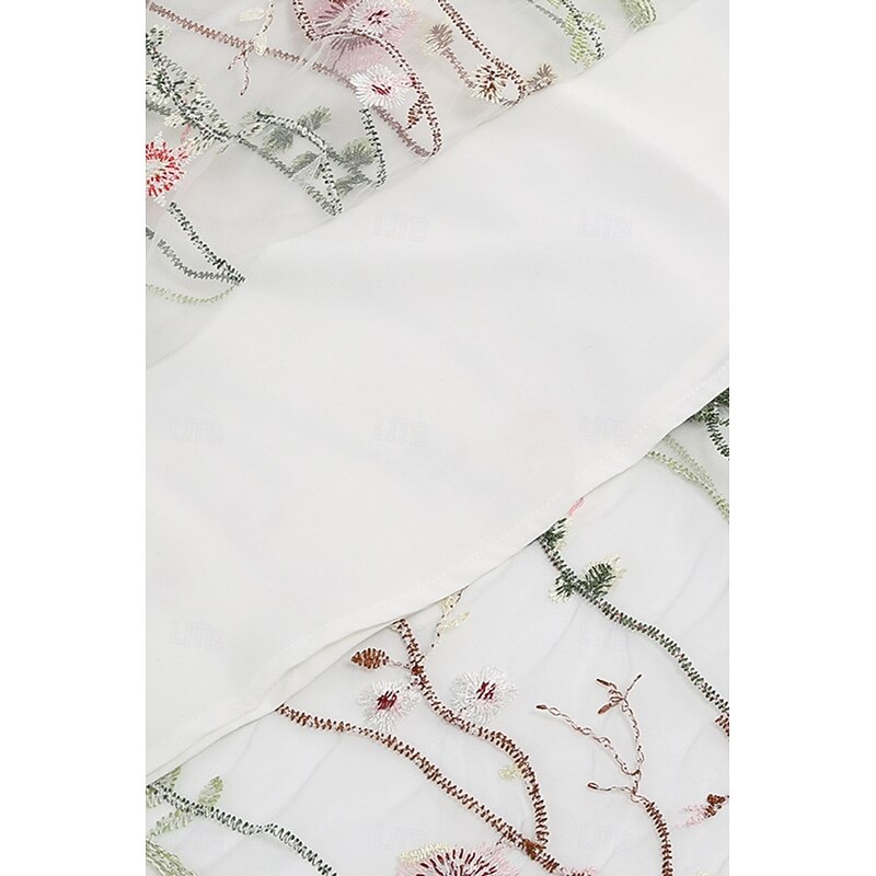 Women's Skirt A Line Elegant Fashion Casual Maxi High Waist Skirts Floral Embroidered Micro-elastic Street Daily Black White Red Blue Summer Polyester4